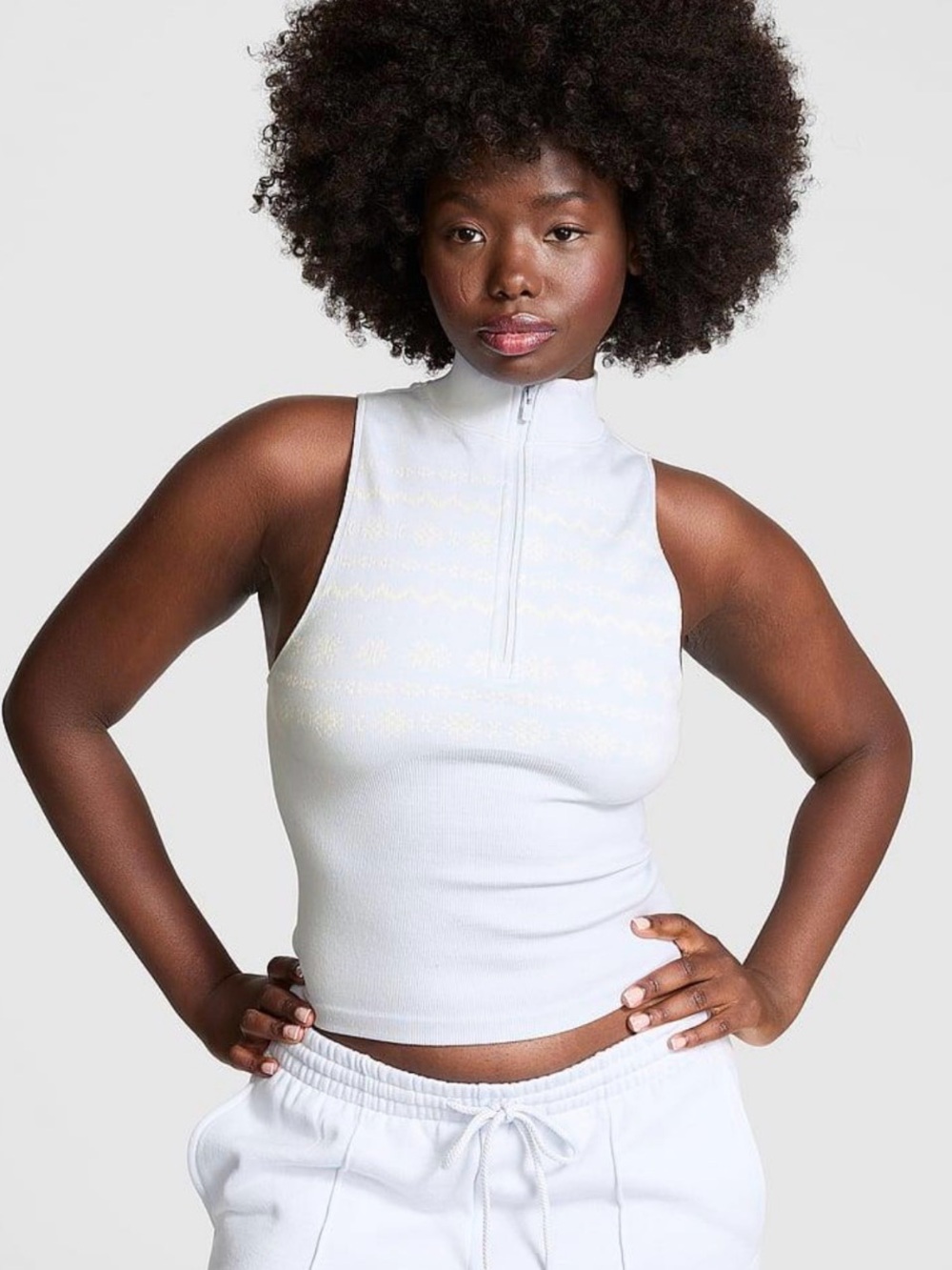 NWT Pink Victoria’s Secret Seamless Winter Half-Zip Tank/ Vest Ice Blue Size XL